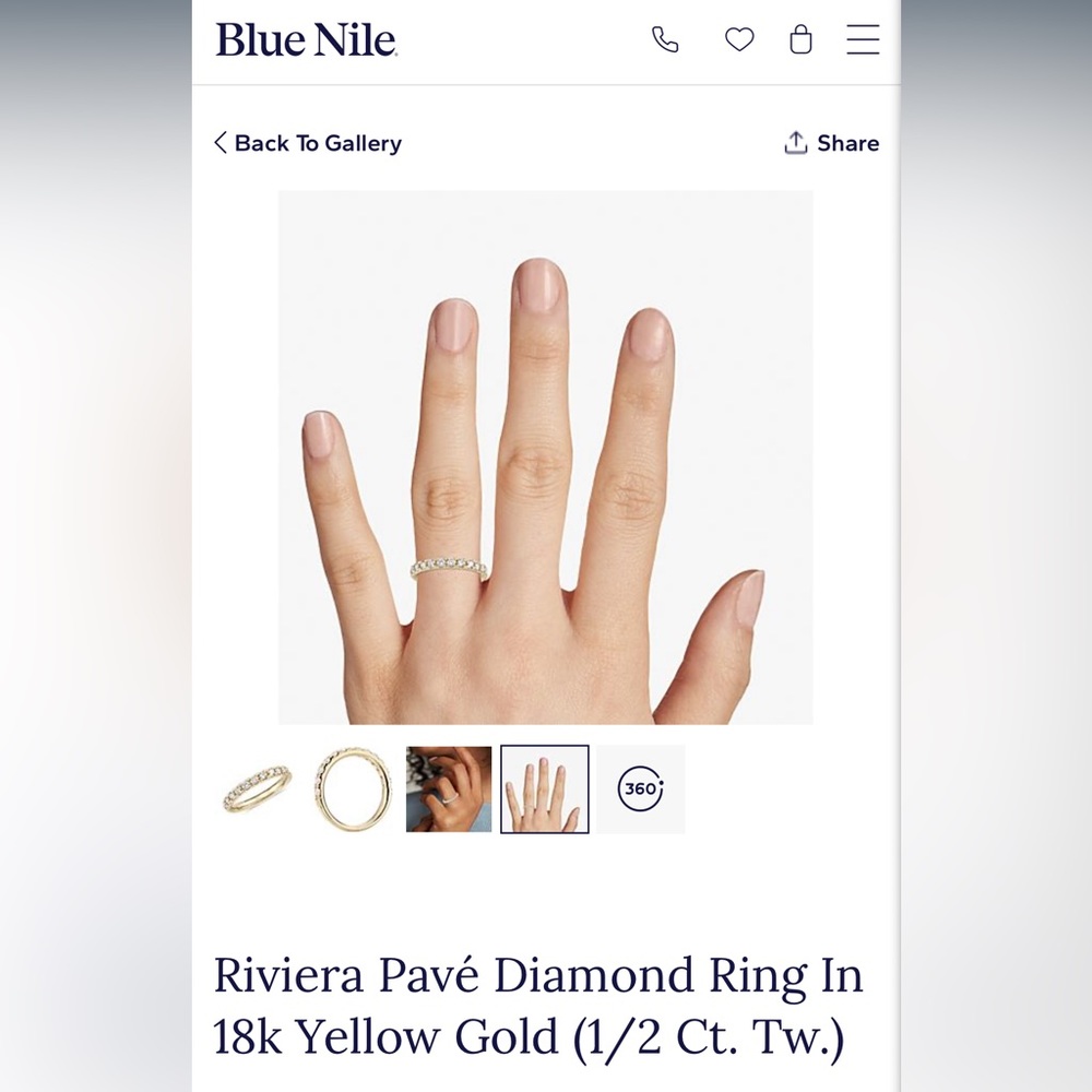 Riviera Pavé Diamond Ring In 18k Yellow Gold (1/2 Ct. Tw.) - Picture 4 of 16
